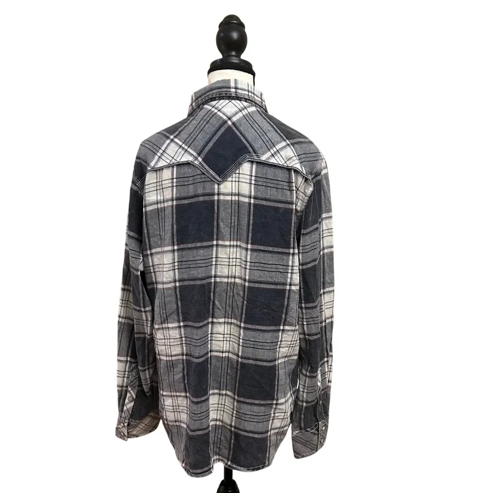 BKE Vintage 1967 Mens Plaid Western Shirt Long Sleeve Standard Fit Large